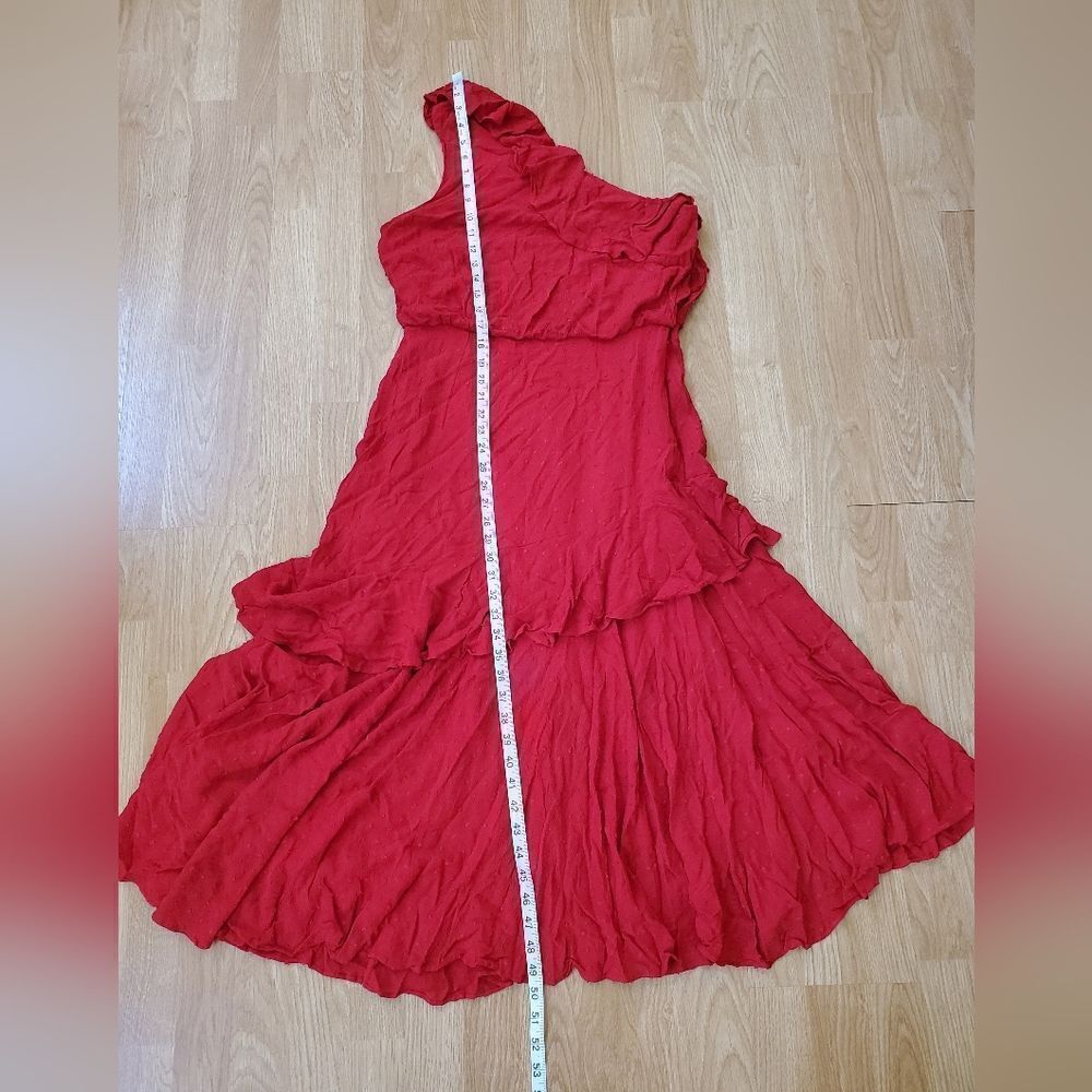 🌹 WAYF 🌹 One-Shoulder Ruffle Dress - [Large in Red] - Picture 12 of 15